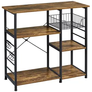 Yaheetech Kitchen Storage Rack with Shelfs Rustic Brown