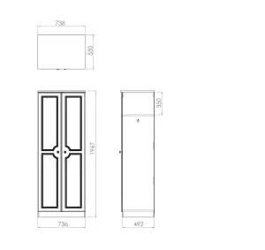 Warwick Ready assembled Contemporary Matt white Tall Double Wardrobe (H)1970mm (W)740mm (D)530mm