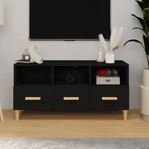 Berkfield TV Cabinet Black 102x36x50 cm Engineered Wood