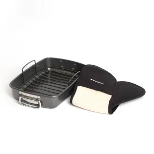 MasterClass 2pc Roasting Pan Non-Stick Large with Double Oven Gloves