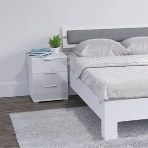 Machias 3 Drawer Bedside Table High-Gloss White