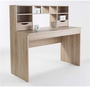 Alphason Albion Light Oak Effect Office Desk With Hutch Shelving