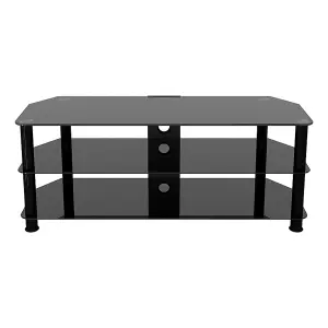 AVF Classic 1.25m Glass Corner TV Stand with Cable Management for TVs up to 60" - Black