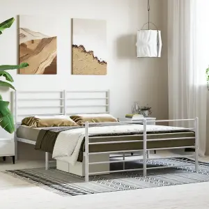 Berkfield Metal Bed Frame with Headboard and Footboard White 160x200 cm