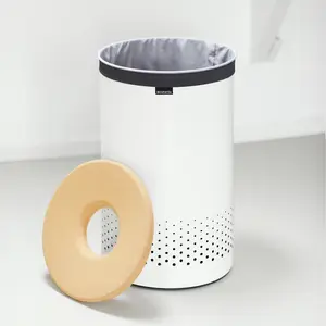 Brabantia White & Cork Steel Laundry bin, 60L