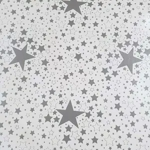 Just So Home Xmas Silver Stars PVC Tablecloth Wipeable (135cm Round)