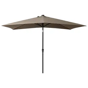 Berkfield Parasol with LEDs and Steel Pole Taupe 2x3 m