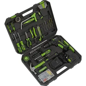 Comprehensive 101pc Premium Tool Kit with Cordless Drill and Accessories