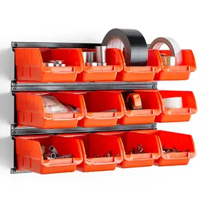 VonHaus 12Pc Wall Mount Storage Bins with 3 Adjustable Backplates -  Garage and Van Storage Solution, Bolts & Nuts Tool Organiser