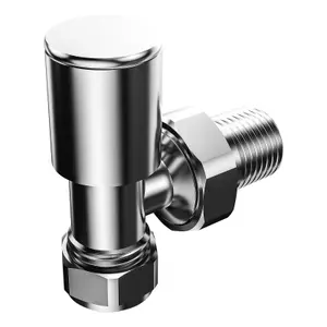 VURTU16 Angled Round Manual Radiator Valve (Pair), 130(H) x  85(W), Chrome, 613697