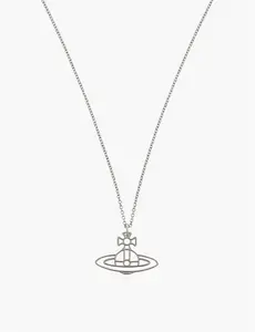 Womens Vivienne Westwood Jewellery Thin Lines Flat Orb Necklace Silver