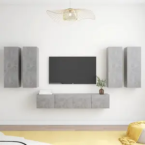 Berkfield 6 Piece TV Cabinet Set Concrete Grey Engineered Wood