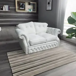 Chesterfield 2 Seater Crystal White Leather Sofa Settee Bespoke In Era style