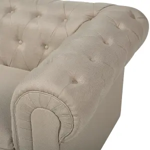 3 Seater Fabric Sofa Beige CHESTERFIELD Big