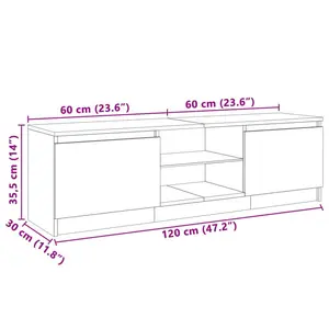 Labonte  TV Cabinet with LED Lights 120x30x35,5 cm High Gloss White