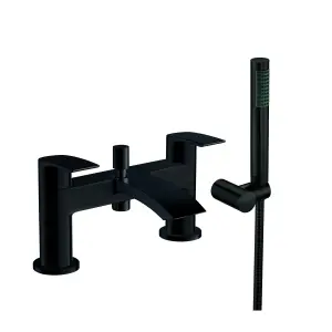 Bathroom Luxury Matt Black Bath Shower Mixer Tap And Basin Tap Inc Waste