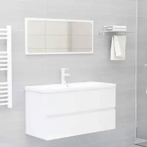 Berkfield Sink Cabinet High Gloss White 90x38.5x45 cm Engineered Wood