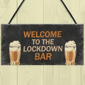 Red Ocean The LOCKDOWN Bar Funny Quarantine Plaques Novelty Home Bar Sign Man Cave Gifts