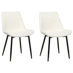 Set of 2 Dining Chairs AVILLA Boucle White