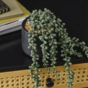 12cm String of pearls Artificial plant in Black Ceramic Pot