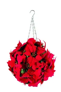 Artificial Christmas Poinsettia Topiary Ball EdenBloom Brand, High Quality, 27cm