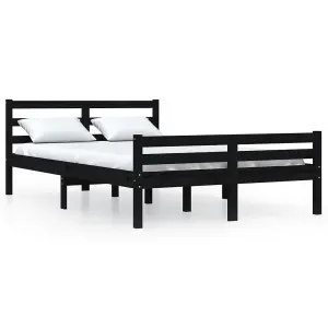 Berkfield Bed Frame Black Solid Wood 150x200 cm King Size