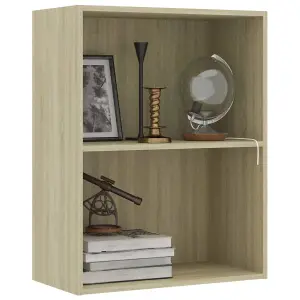 Berkfield 2-Tier Book Cabinet Sonoma Oak 60x30x76.5 cm Engineered Wood