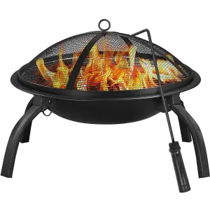 Yaheetech Foldable Outdoor Round Fire Pit with Cooking Grill