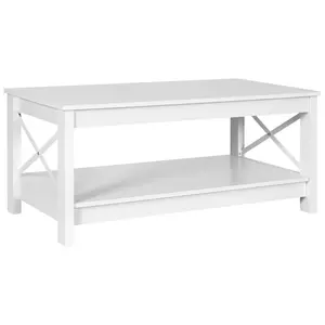 O'Kean 4 Legs Coffee Table with Storage White / Walnut 