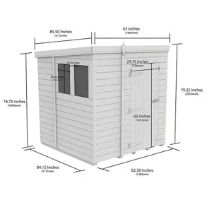 DIY Sheds 5x7 Pent Shed - Single Door Without Windows