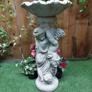 Stone Birdbath Twin Cherub Design