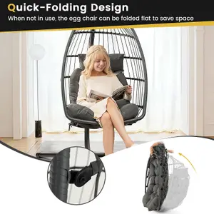 Costway Hanging Egg Chair Egg Swing Hammock Chair w/ Head Pillow & Large Seat Cushion