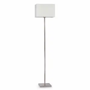 Luminosa Thana 1 Light Floor Lamp White, Nickel with White Shade, E27