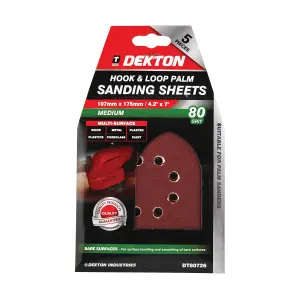 Dekton 20pc107mm X 175mm   Hook And Loop Palm Sanding Sheets 80 Grit Medium