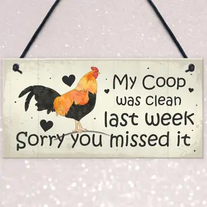 Red Ocean Chicken Sign Hanging Sign Pet Sign Chicken Coop Sign Chicken Accessories Garden Plaque Friend Gift