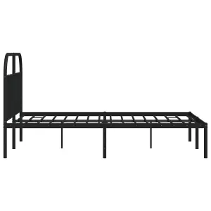 Berkfield Metal Bed Frame with Headboard Black 140x200 cm