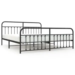 Berkfield Metal Bed Frame with Headboard and Footboard Black 200x200 cm