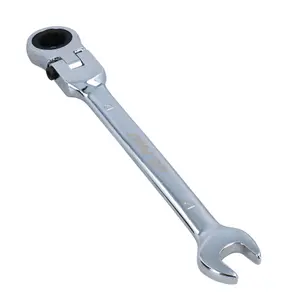 12mm Flexible Headed Ratchet Combination Spanner Wrench with Integrated Lock