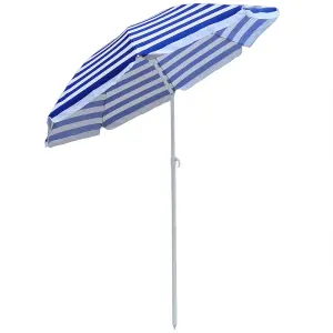 SunDaze 1.6M Blue-White Beach Parasol Outdoor Garden Patio Umbrella Sunshade UV Protection