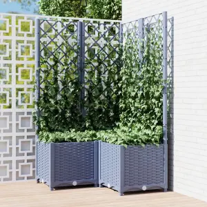 Berkfield Garden Planter with Trellis Dark Grey 80x80x136 cm PP