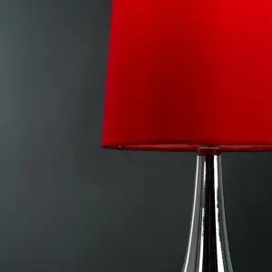 Chasse Metal Table Lamp (Set of 2) Chrome Base / Red Shade / Included