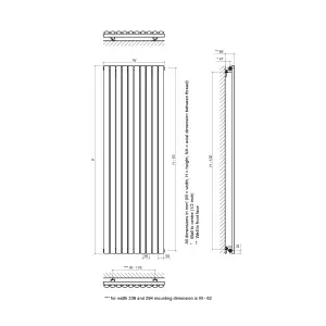 Ximax Champion FOR1500410W White Gas Vertical Designer 2488BTU Radiator, (W)410mm x (H)1500mm