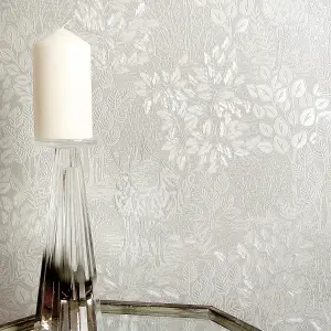 Holden Décor Opus Majella Taupe Etched woodland Embossed Wallpaper Sample