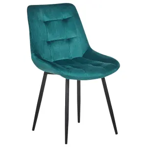 Set of 2 Dining Chairs MELROSE Velvet Turquoise