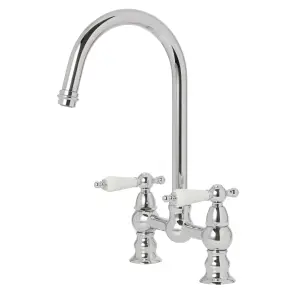 Cooke & Lewis Sherrard Chrome effect Kitchen Deck bridge Tap