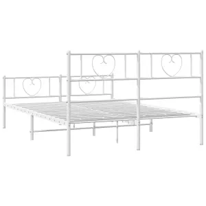 Berkfield Metal Bed Frame with Headboard and Footboard White 120x190 cm 4FT Small Double