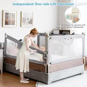 Costway 175CM Cute Baby Bed Rail Guard Toddler Infant Security Guardrail W/ Double Lock