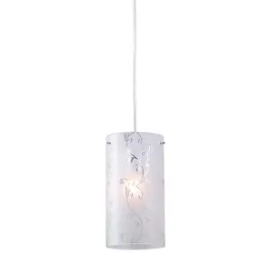 Luminosa Modern Hanging Pendant Chrome 1 Light  with Fabric Shade, E27