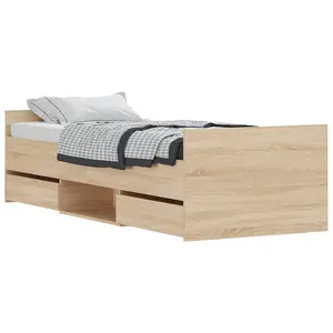 Berkfield Bed Frame with Headboard and Footboard Sonoma Oak 75x190 cm