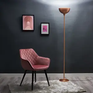 ValueLights Forseti Modern Copper Uplighter Floor Lamp with Bowl Shaped Shade